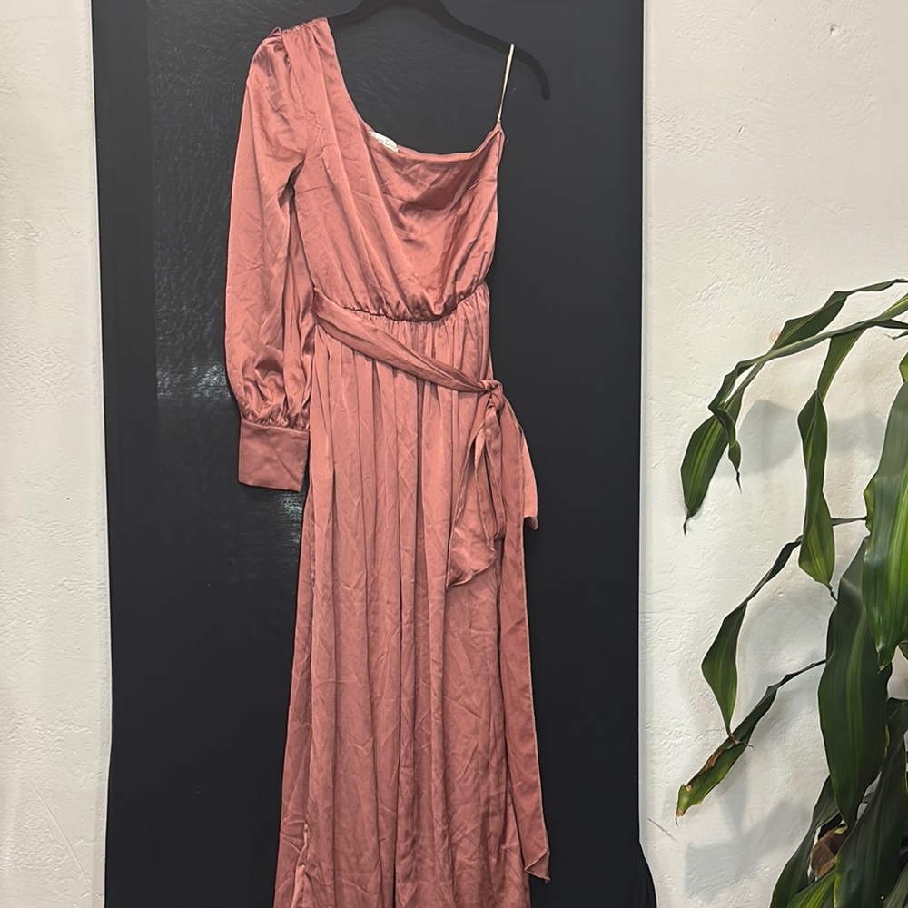 Chic Long Sleeve Wrap Dress in Rose